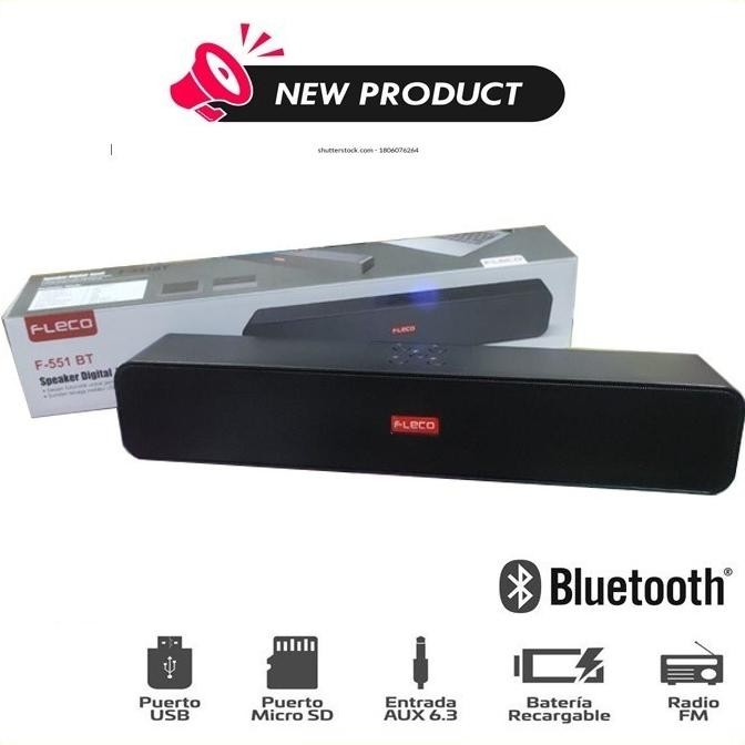 bas-12 fleco F-551BT Speaker Soundbar Bluetooth Wireless - Speaker Digital Soundbar FLECO F 551 BT S