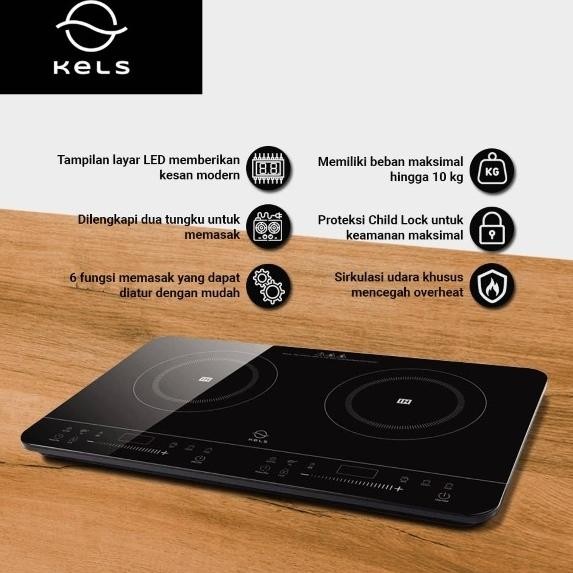Kompor Double Induksi Listrik Portable 2 Tungku 6 Fungsi Kels Terron SRA