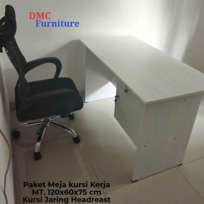 Sale Paket Meja Kursi Kantor Meja Tulis Meja Kerja 120 Meja Laptop Meja Belajar Kursi Jaring Kepala