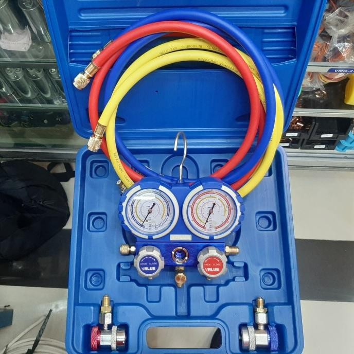 MANIFOLD AC VALUE BOX PLUS COUPLER R22 R134 SELANG MOBIL RUMAH ORIGINAL DAN TERPERCAYA