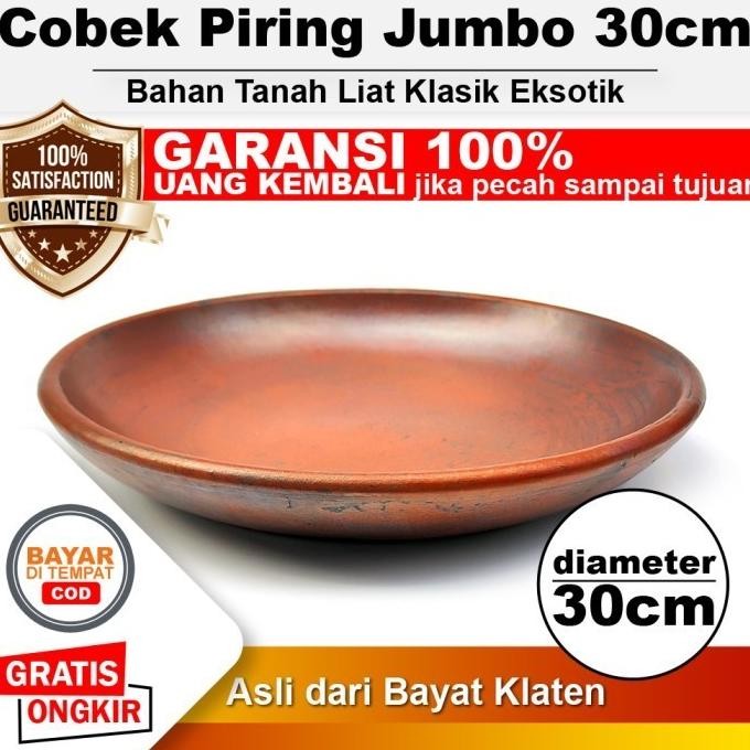 We69 Cobek Tanah Liat Jumbo Diameter 30 cm - Piring Saji Gerabah Besar Tahan Panas Cowek Coek Cowet 