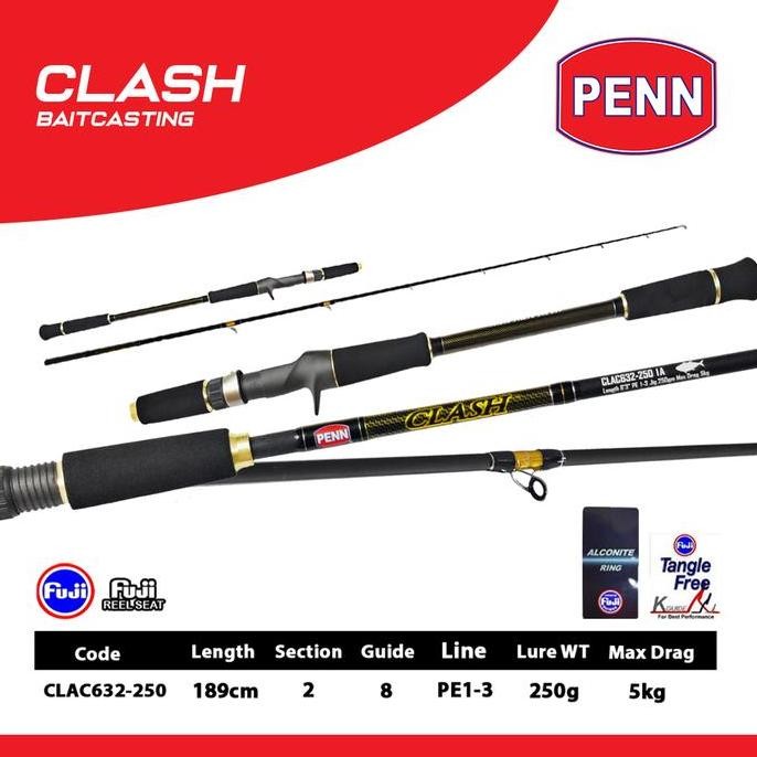 Grosir Joran Pancing Laut Penn Clash Spinning & Oh Full Fuji Material Carbon