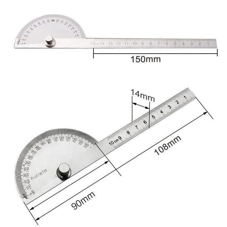 

YBW-2429 180 Derajat Busur Derajat Stainless Protactor Alat Ukur Sudut 100mm Degree Protractor Busur Protractor Penggaris Jangka Hemat