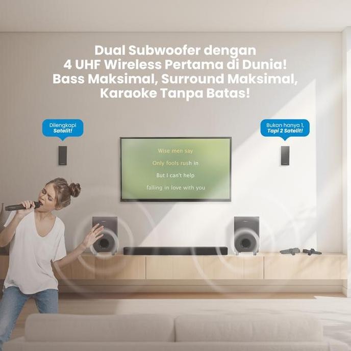 Grosir Simbadda Cst 907N+ Poseidon Bass Soundbar Dual Subwoofer Speaker Karaoke Tv Home Theater