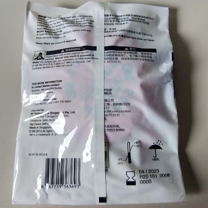 3M Masker 2091Cn 2091 Cn Particulate Filter P100 1 Pack (2 Pcs) New Stok