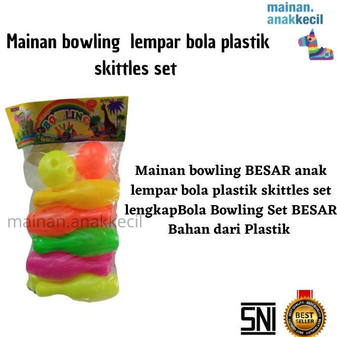

fn-56 Mainan bowling BESAR anak lempar bola plastik skittles set Sale