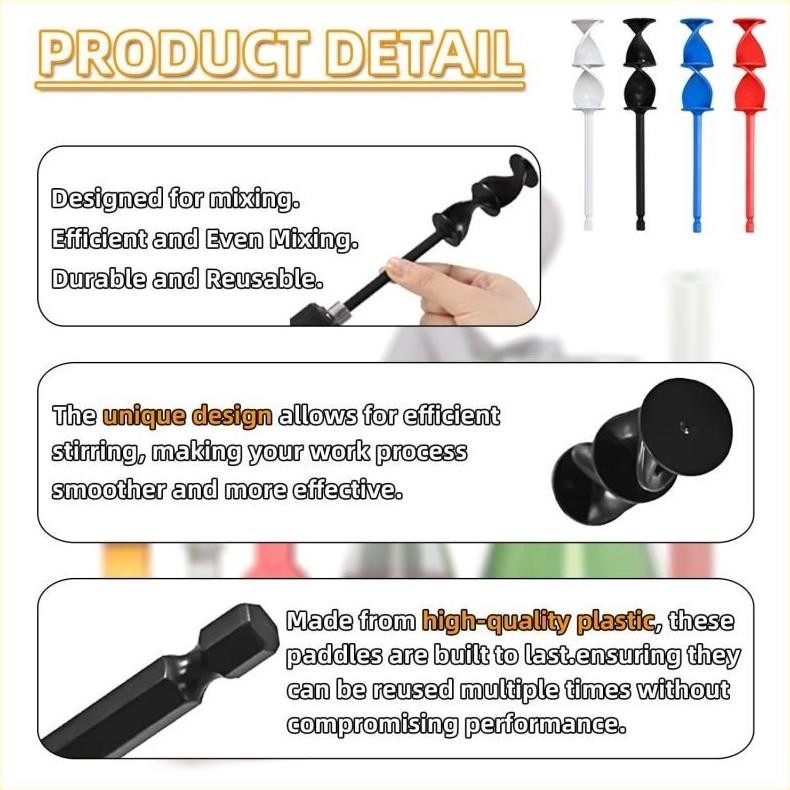 TERLARIS 4pcs Pengaduk Resin Warna Mixer Resin Mixer Pengaduk Cat Cat Mata Bor Untuk Mengaduk Cat Re