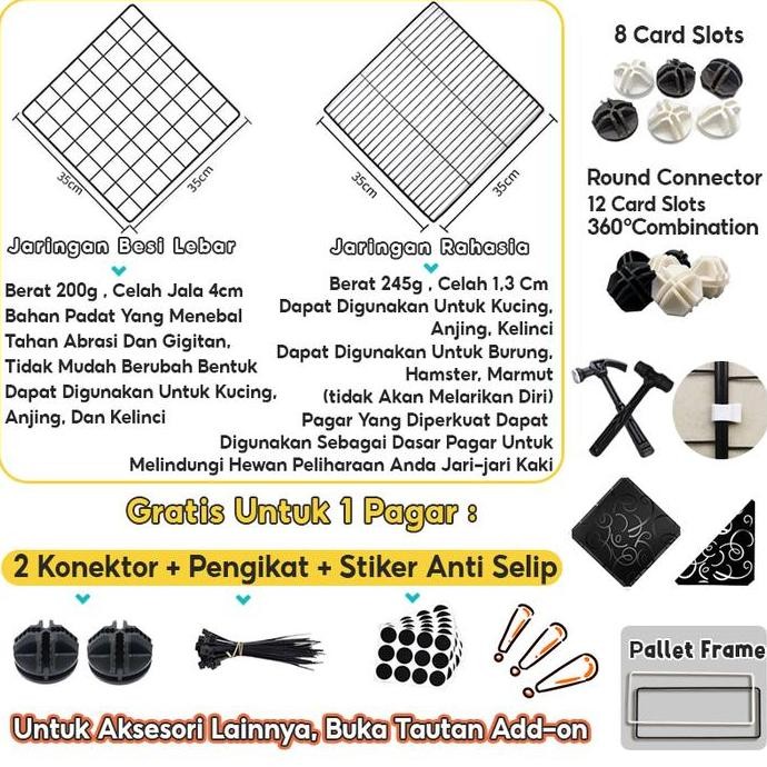 Kandang Kucing Pagar 1 Set Kandang Anjing Besar Rumah Kucing Kandang Kawat Hewan kandang  kucing mur