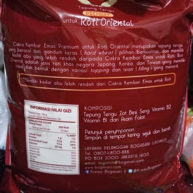 

(Good) Tepung Cakra kembar emas premium roti oriental 5 kg