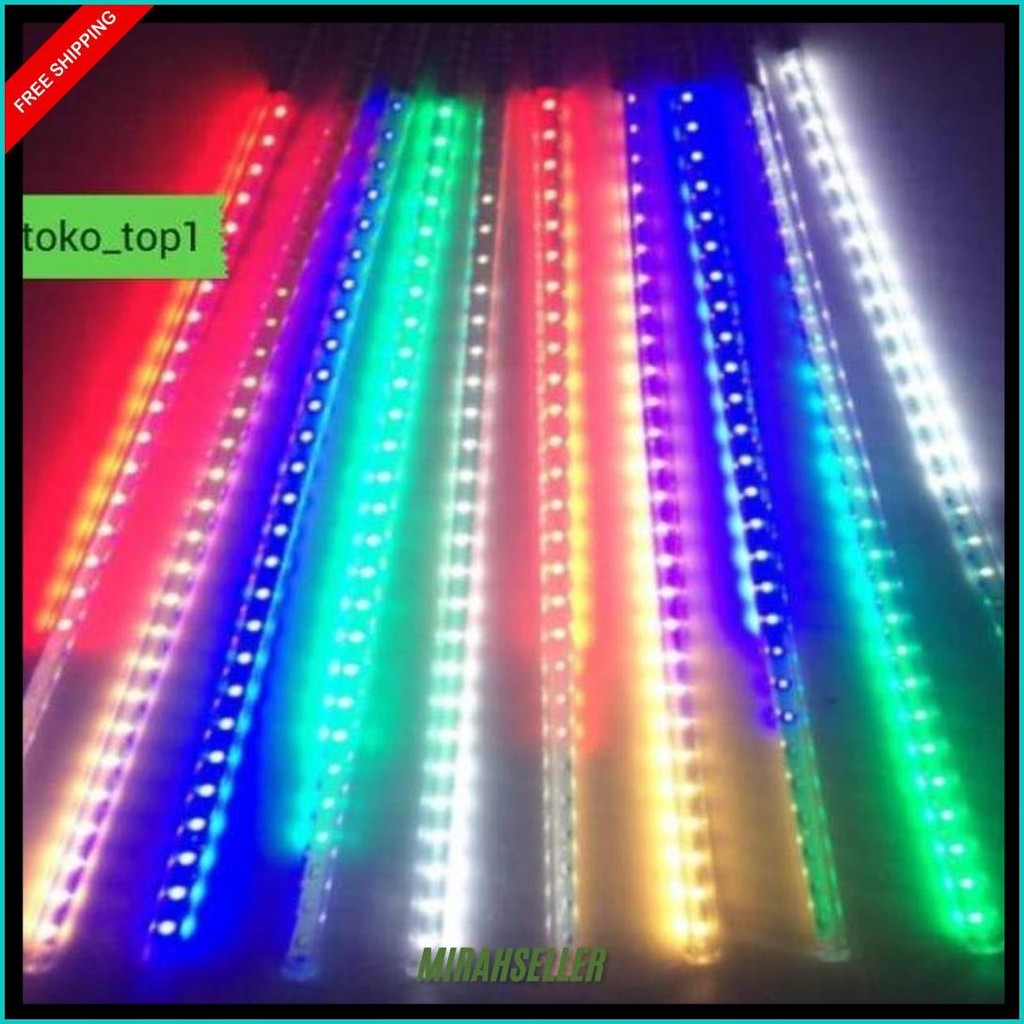 Lampu Led Hias Lampu Meteor Led Hujan 10Batang 50Cm  Full Colour Gratis Ongkir
