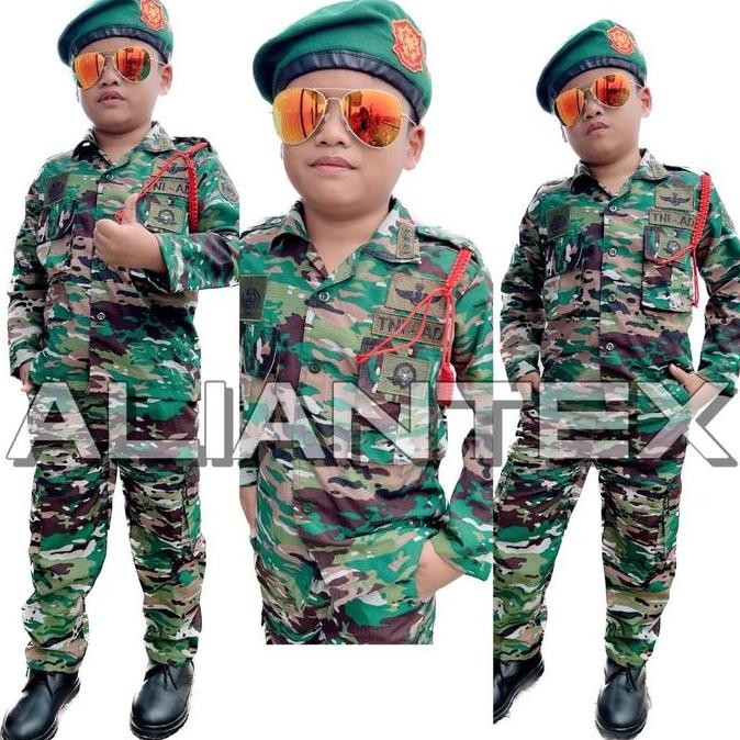 Hot Promo, Baju Anak Seragam Profesi Loreng Tni Ad Aliantex Asli Dengan Baret, Emblem, Talikur, Dan 