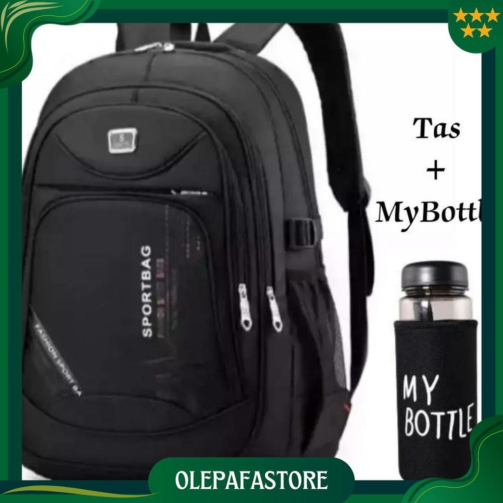 [ Free Jam- Botol ] Tas Sport Anak Lak Laki / Tas Polos Hitam / Tas Sekolah Anak Laki Laki Perempuan