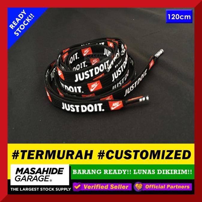 JUST DO IT LACES BLACK NIKE LIMITED SHOELACES TALI SEPATU HITAM 120cm