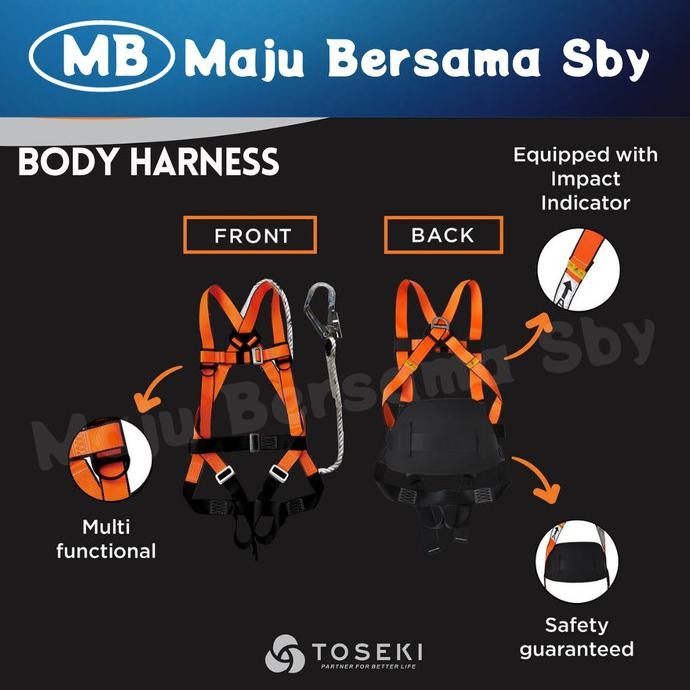 Toseki Body Harness Absorber Double Hook New Stok