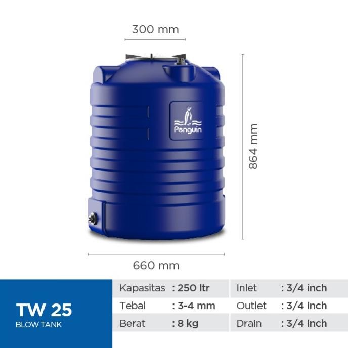 Spesial Penguin | Pinguin Tangki | Toren | Tandon Air Tw 25 250 Liter