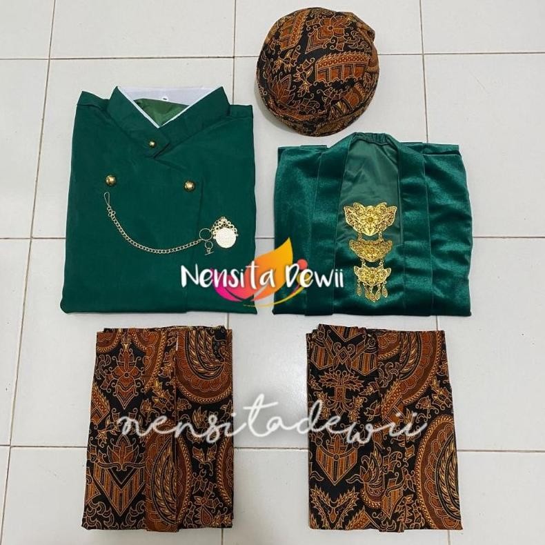 Diskon Baju Couple Adat Jawa / Baju Prewed - Nuansa Hijau Botol Murah