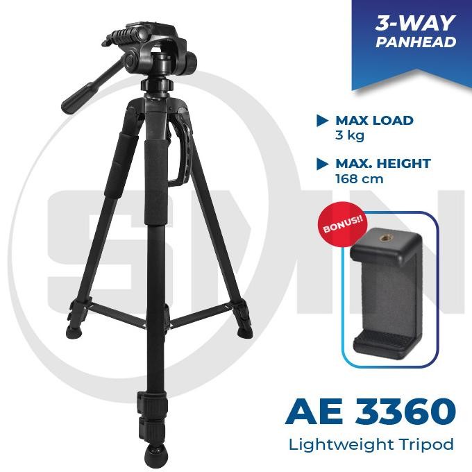 TRIPOD AE 3360 TRIPOD KAMERA DSLR HANDYCAM MIRRORLESS PLUS HOLDER HP ORIGINAL DAN TERPERCAYA