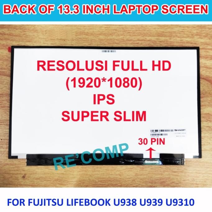 Layar Led Lcd Fujitsu Lifebook U938 U939 U9310 13.3 Inch Full Hd Ips