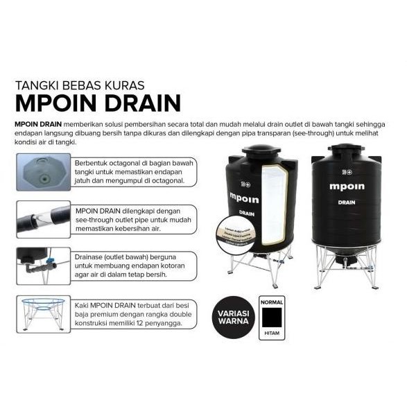Spesial Tangki Air Mpoin Plus 2000 Liter Drain | Toren Air | Tandon Air