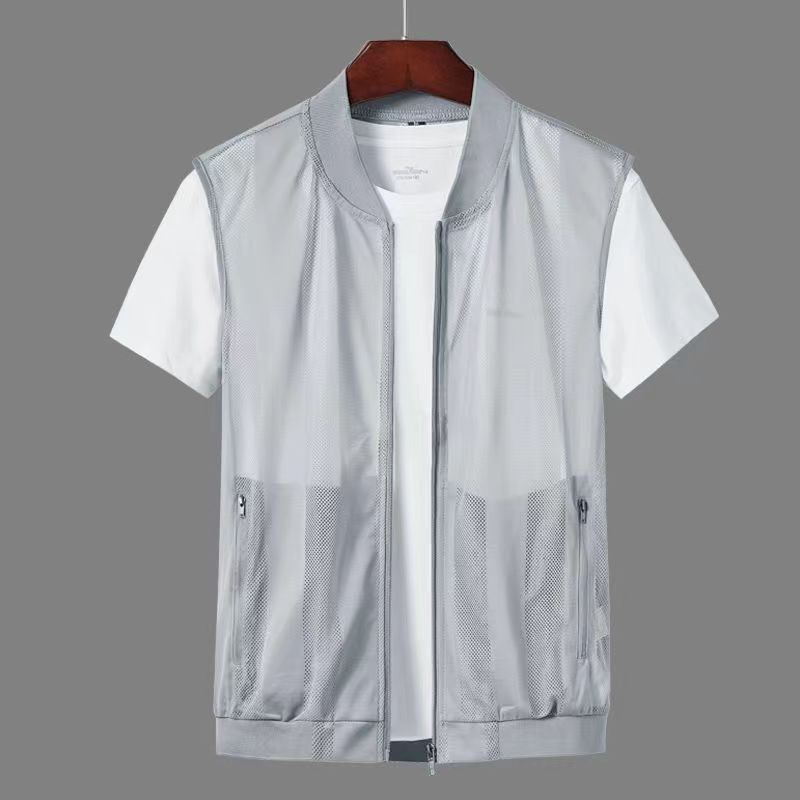 Jaket Rompi Jala Tipis Kerah Berdiri Pria yang Keren dan Bernapas