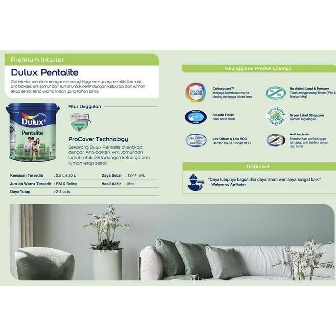 CAT DULUX PENTALITE 2.5 LT - LILY WHITE 44520 murah