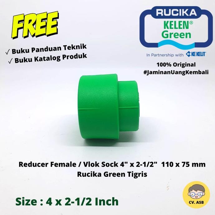 Vlok Sock 4 X 2-1/2 Ppr Reducer Female 110 X 75Mm Rucika Green Tigris New Stok