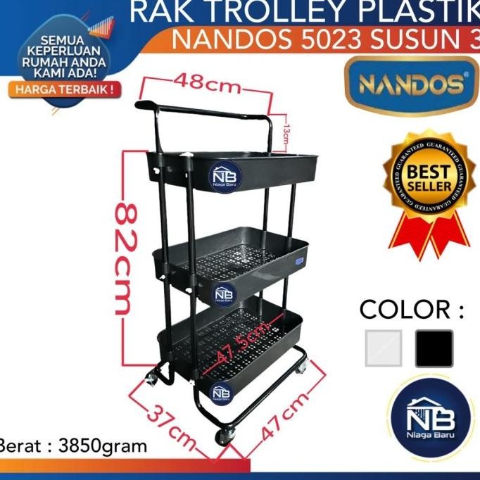 Rak Dapur Troli Serbaguna Nandos Plastik Rak Troli Square Susun 3 New Stok