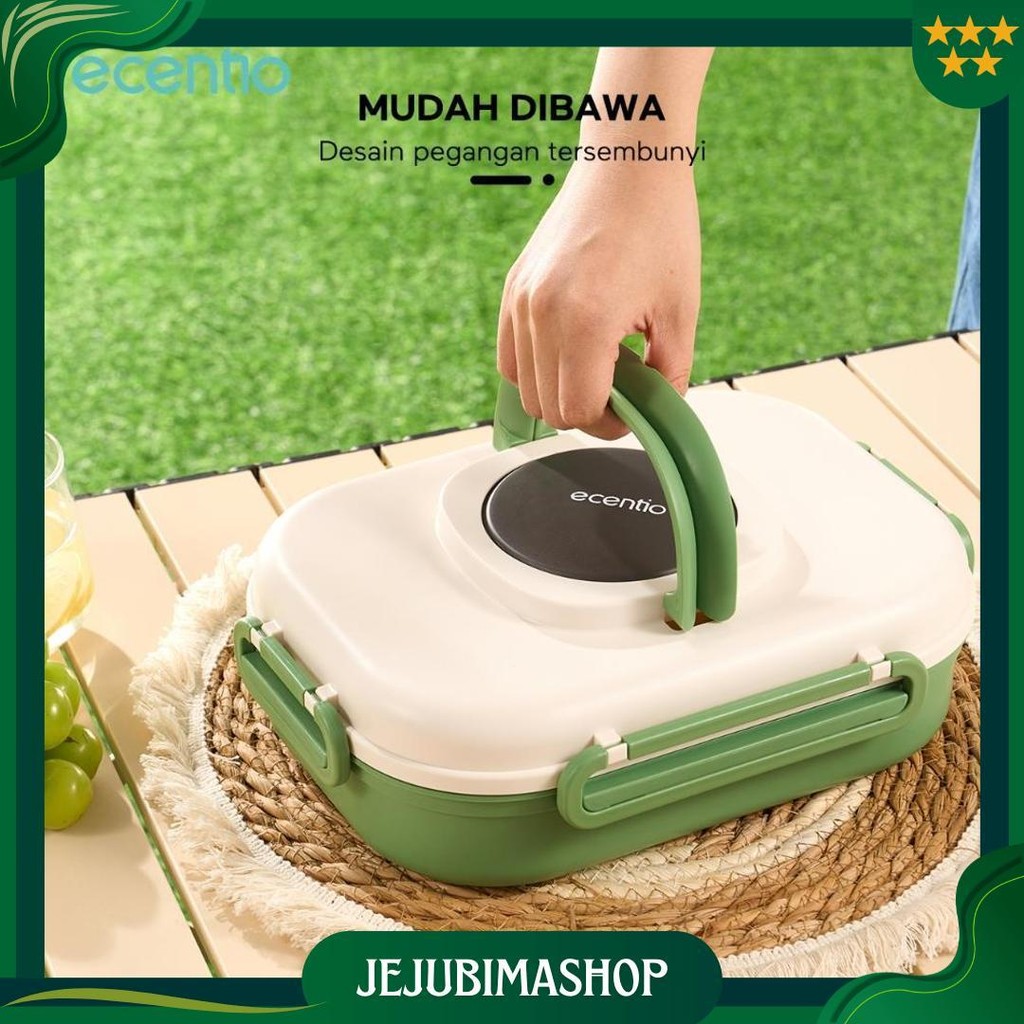 Ecentio 4 Sekat Kotak Makan Set 1100Ml Anti Tumpah Lunch Box Set Stainless Sendok Free Tempat Sup Co