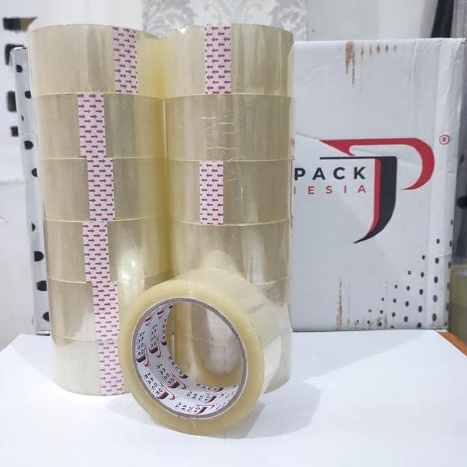 

12 Roll Lakban Bening Jago Pack Indonesia 45 Mm X 90 Yard - Lakban Packing Super Rekat New Stok