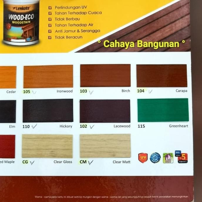 Diskon Lenkote Politur Woodstain Vernis Kayu Wood Stain Eco 1 Lt Liter Avian