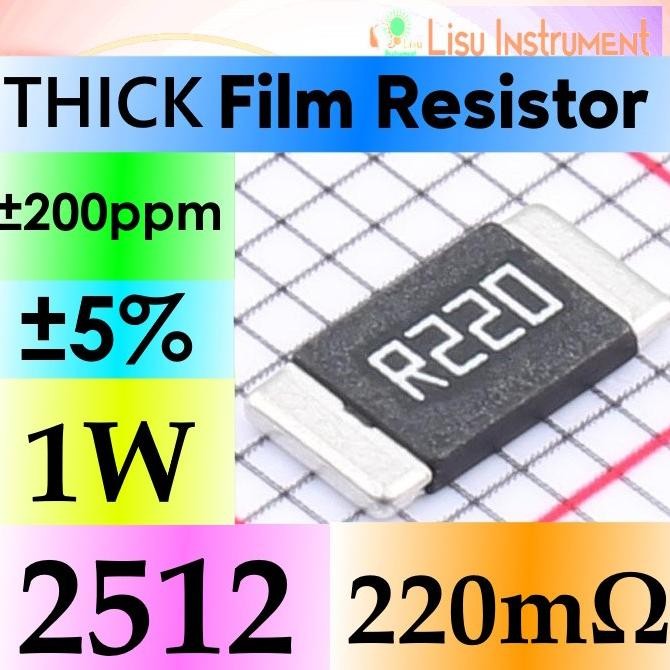 Murah (10) 220m 2512 5% Thick Film Resistor SMD Chip Resistor 0.22R R220 lisu992 Berkualitas