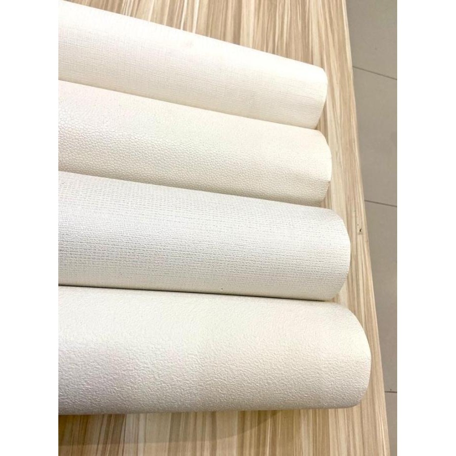 Terjangkau Wallpaper Dinding Roll Besar 1 M X 15 M Putih Polos Tekstur Minimalis