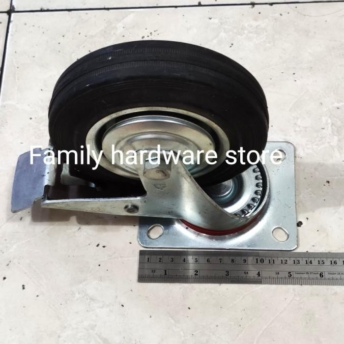 Roda Trolley Troli 6 Inch Hidup + Rem Lock Heavy Duty Roda Kastor New Stok