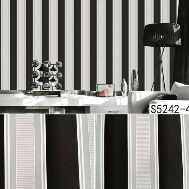 Miliki Paket 4 Roll Terlaris Wallpaper Sticker Dinding Motif Polos Salur Bunga Batik Kembang Daun Pu