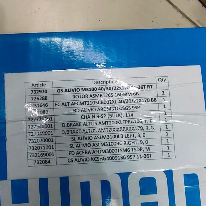 Group set Shimano Alivio M3100 Full set Shimano original .