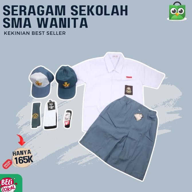 TERBARU Setelan Lengkap Seragam Sekolah SMA Perempuan BAJU PENDEK ROK PENDEK Cewek SMA
