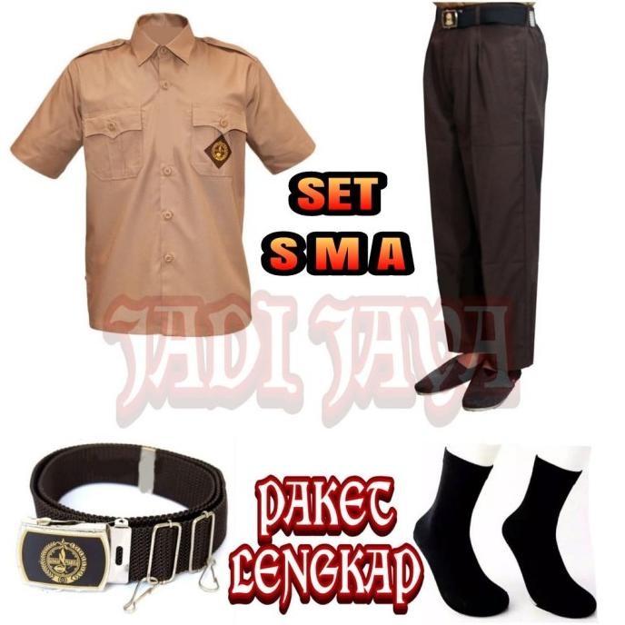 Set Seragam Pramuka SMA Pria Celana Panjang Baju Pendek Baju Putra