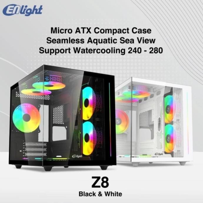 Casing ENLIGHT Z8 Tempered Glass Non PSU include 3 fan PC Case