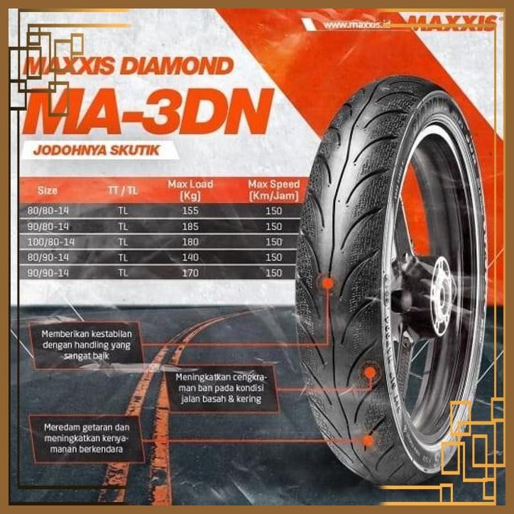 [LBP] BAN MOTOR MAXXIS 14-90/80 49P MA-3DN DIAMOND TL