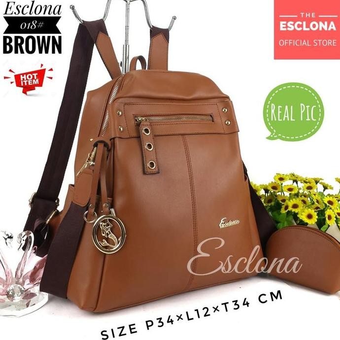 Promo Esclona Tas Wanita Ransel Original E018 Tas Punggung Laptop Tas Kantor Gendong Kantor Kerja Ku