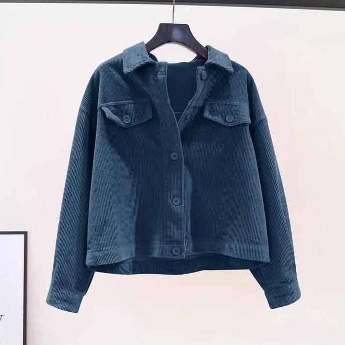 Sale Corduroy Jaket Korean Style Wanita Retro Kolor Terbaru Jacket Crop Top Baju Atasan Wanita Terba