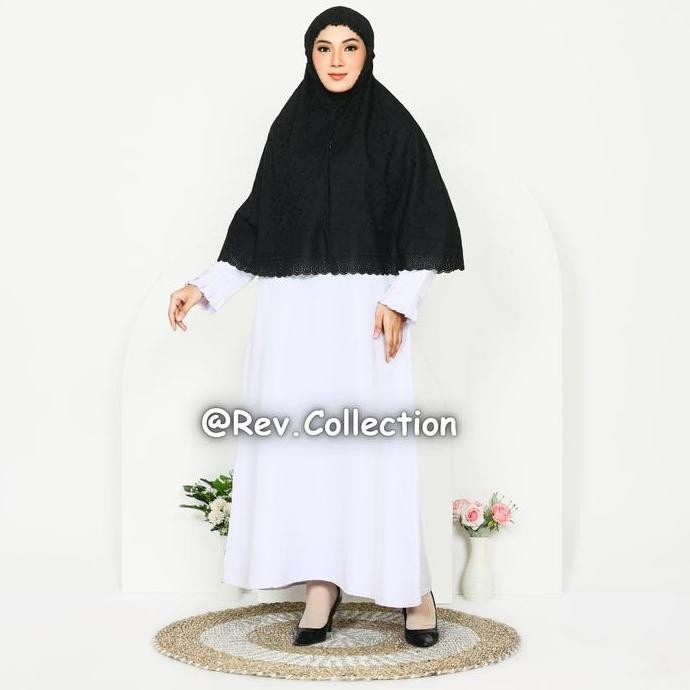 Murah Bergo Jepang Renda Katun Jumbo Warna Hitam Perlengkapan Haji Dan Umroh Jilbab Muslim Instan & 