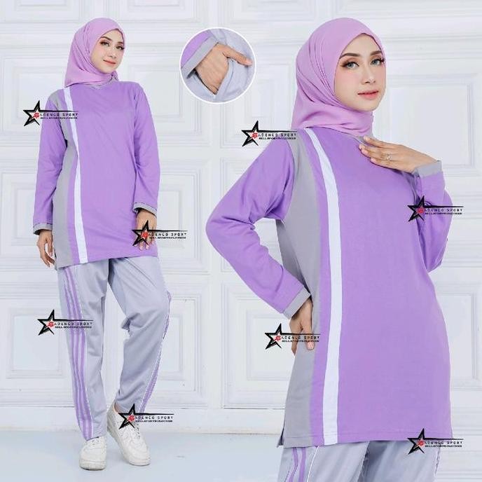 Murah Setelan Baju Olahraga Senam Tunik Wanita Muslimah / Setelan Kaos Olahraga Senam / Setelan Olah