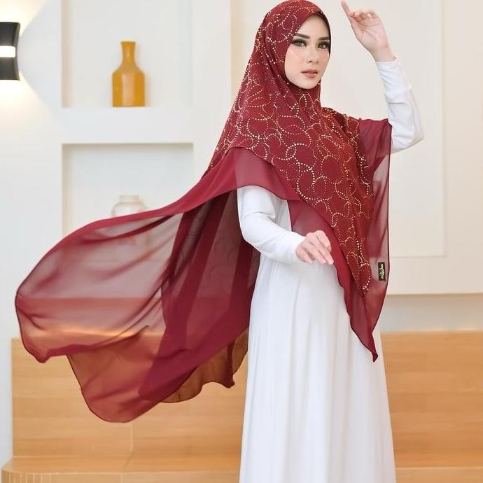 Grosir Khimar 2 Layer Nitika N-202 Babydoll France Voil Warna Gold - Cantik Panjang Soft  Muslim Jil