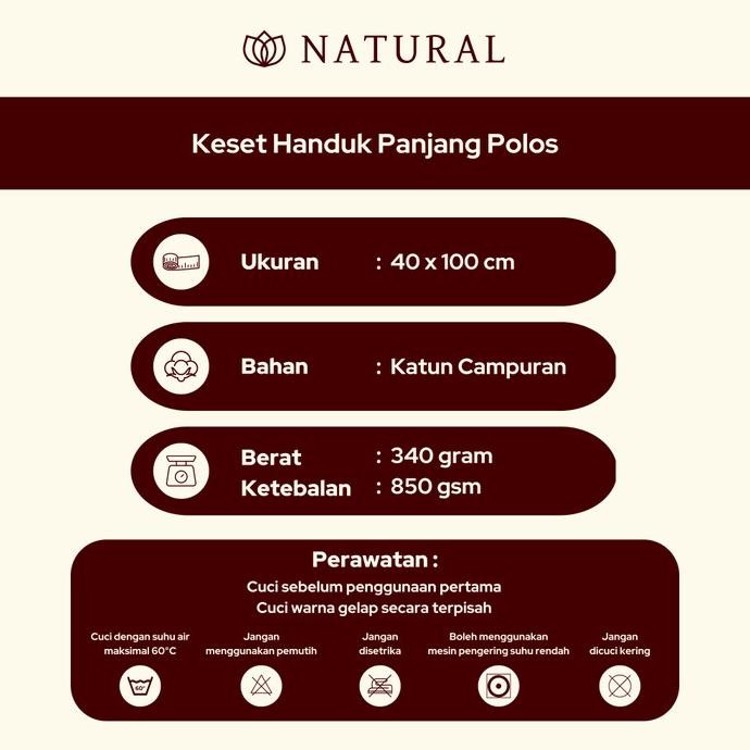 Keset Handuk Natural By Chalmer 40X100 Cm Keset Panjang Polos Dapur