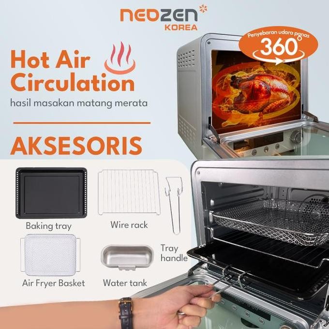 Murah Neozen Air Fryer Oven - Low Watt 20 Liter - Green Tosca