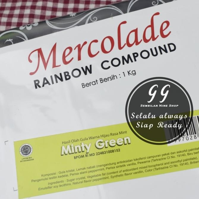 

MERCOLADE MINTY GREEN Compound 1 KG Hijau Mint Rainbnow Chocolate murah