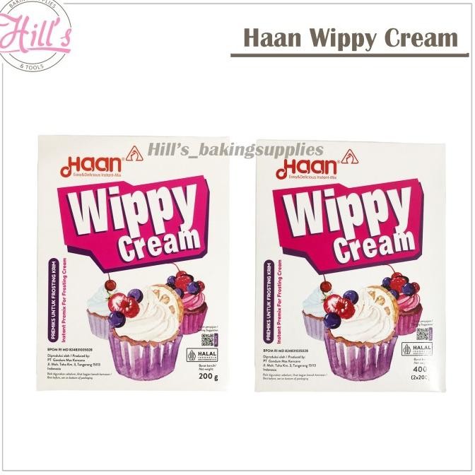 

HAAN WIPPY CREAM 200GR DAN 400GR / WHIPPING CREAM BUBUK ( isi 200gr x 2 sachet ) / WIPPING CREAM / TEPUNG WHIP KRIM 200 400 GR murah
