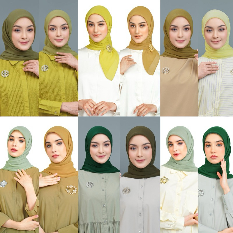 [baca deskripsi⚠️] NADA PUSPITA NADA DAILY SCARF GREEN YELLOW HIJAB SQUARE HIJAB SEGI EMPAT HIJAB PA