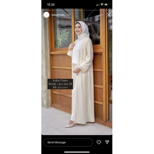 NAIA AZKIA OUTER NEW WITH TAG LACE LONG OUTER DRESS CREAM IVORY GOLD LUARAN BROKAT LONG CARDIGAN LAC